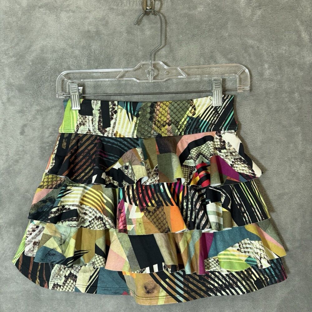 Donajo Patchwork  Tiered Skirt Multicolor Size 1 Boho S Tennis Golf Dona Jo - Picture 2 of 8